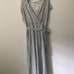 Blue and white stripped romper
